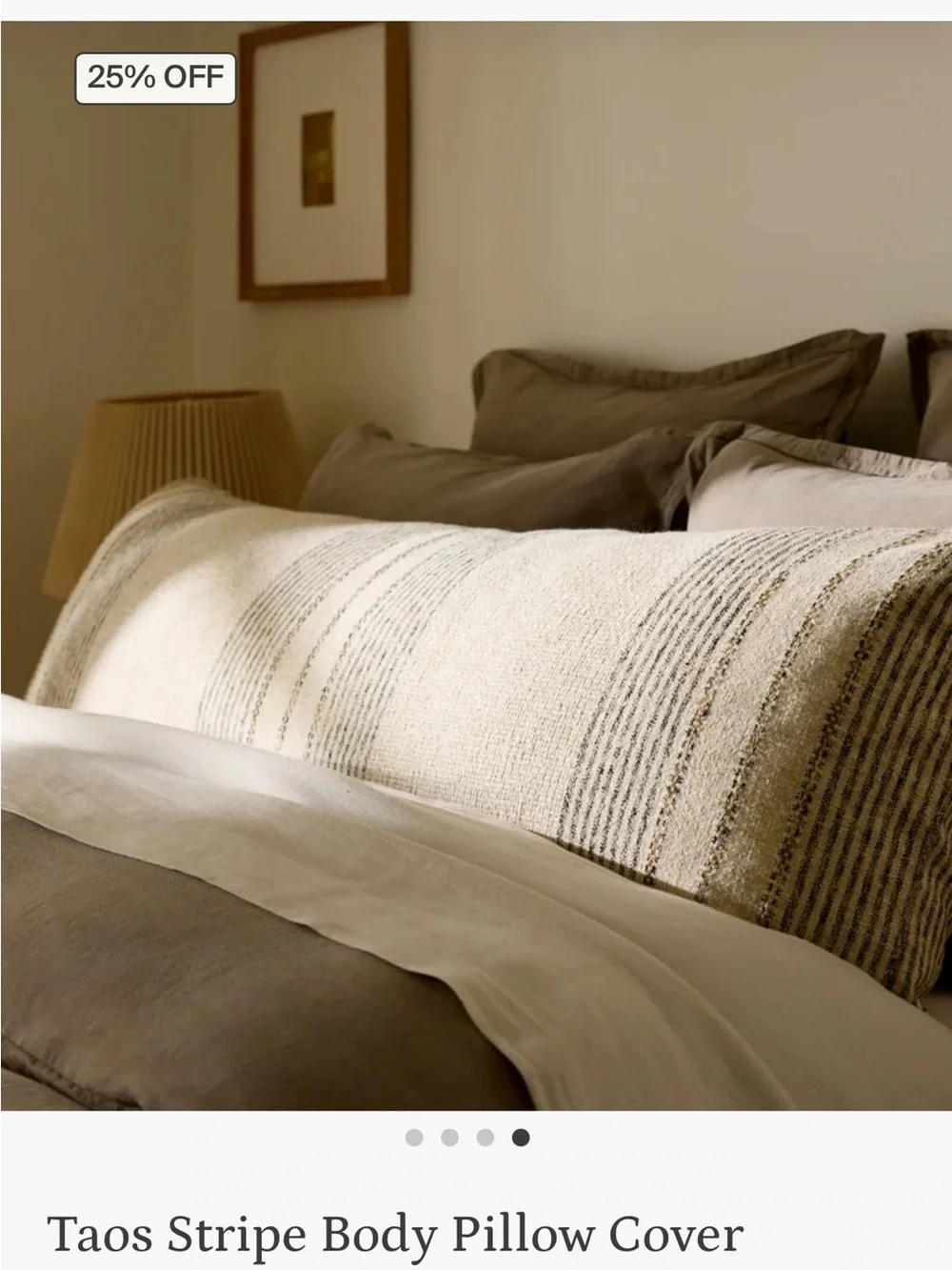 ISO Parachute Taos Stripe Body Pillow Cover in Natural and Gray